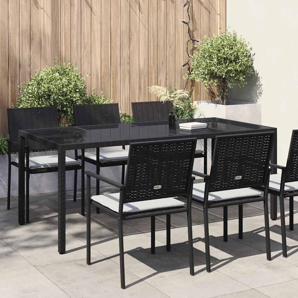 vidaXL Garden Table Black Poly Rattan - 190 x 90 x 75 cm