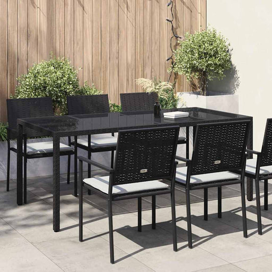 vidaXL Garden Table Black Poly Rattan - 190 x 90 x 75 cm