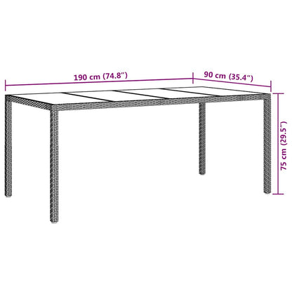 vidaXL Garden Table Grey Poly Rattan - 190 x 90 x 75 cm