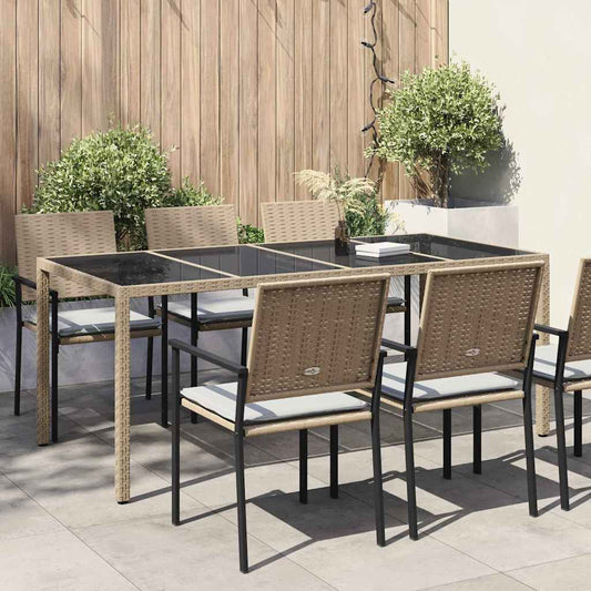 vidaXL Garden Table Beige Poly Rattan - 190 x 90 x 75 cm