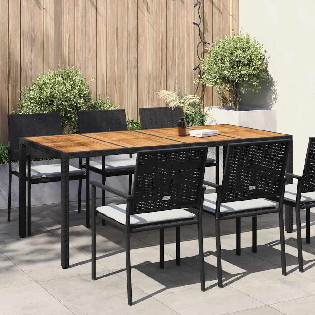 vidaXL Garden Table Black 190 x 90 x 75 cm Poly Rattan