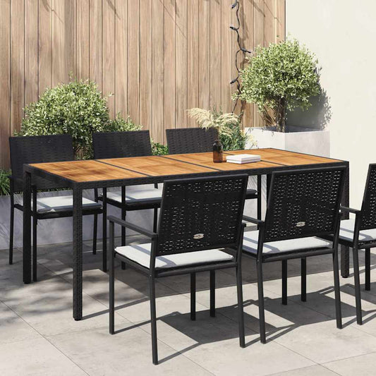 vidaXL Garden Table Black 190 x 90 x 75 cm Poly Rattan