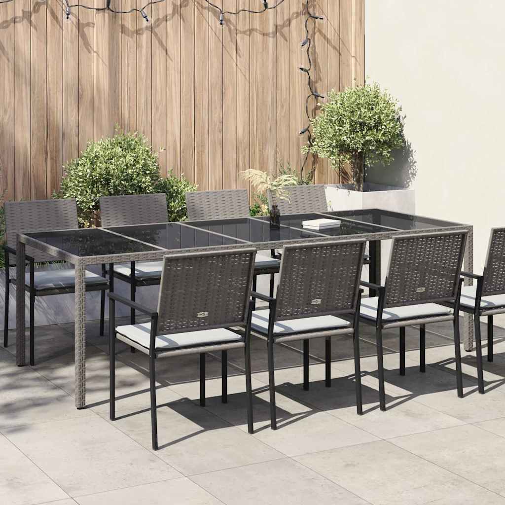 vidaXL Garden Table Grey Poly Rattan - 250 x 100 x 75 cm