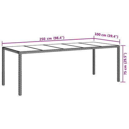 vidaXL Garden Table | White | Poly Rattan | Large | Adjustable Feet - 250 x 100 x 75 cm