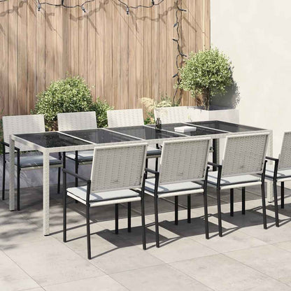 vidaXL Garden Table | White | Poly Rattan | Large | Adjustable Feet - 250 x 100 x 75 cm