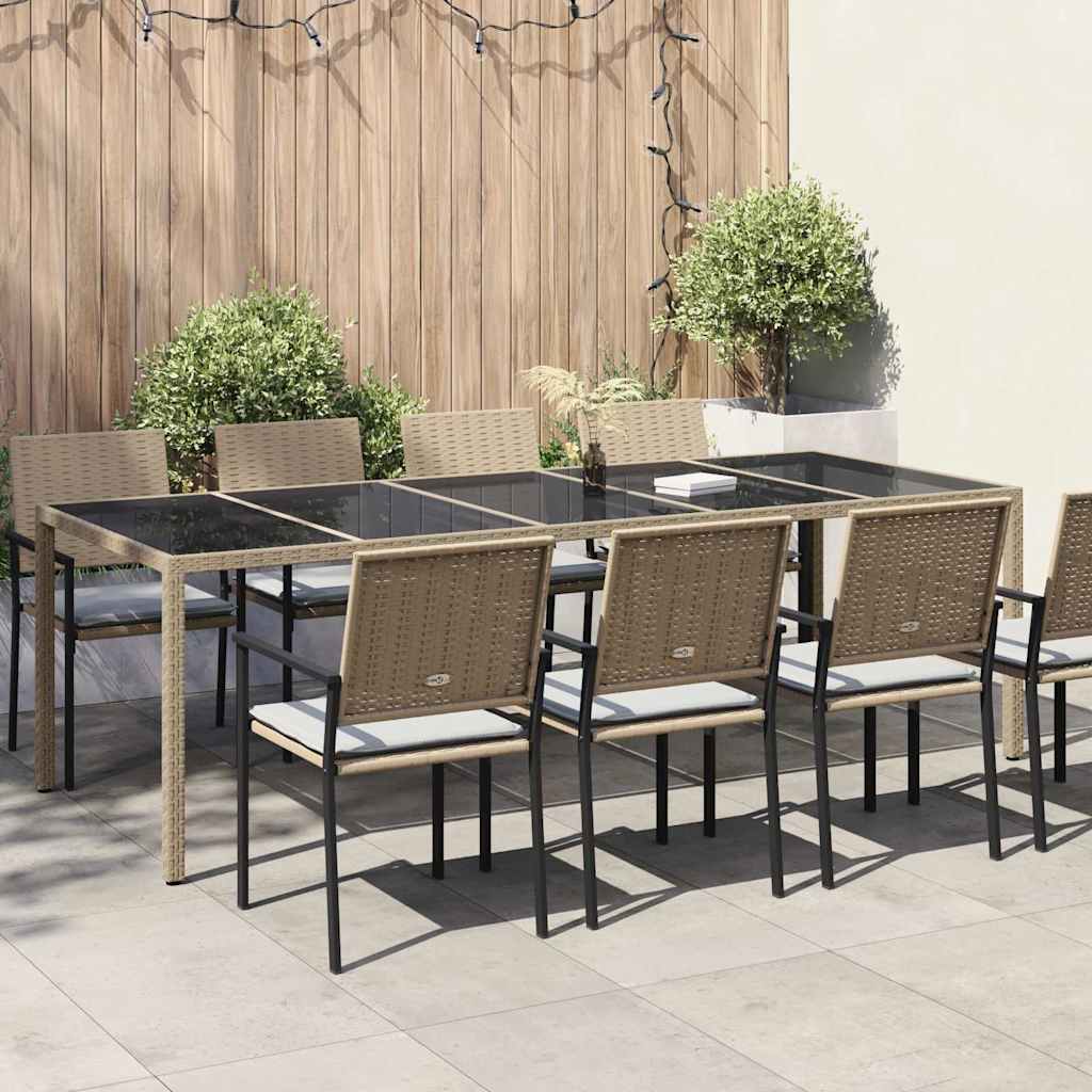 vidaXL Garden Table Beige Poly Rattan - 250 x 100 x 75 cm
