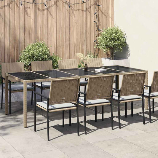 vidaXL Garden Table Beige Poly Rattan - 250 x 100 x 75 cm