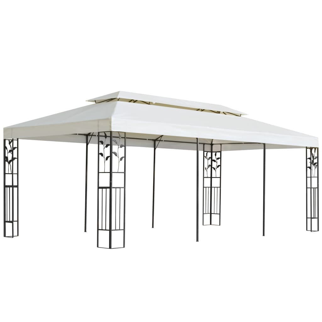 vidaXL Gazebo with Double Roof White 6x3 m Steel - Cream
