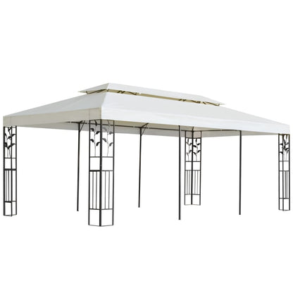 vidaXL Gazebo with Double Roof White 6x3 m Steel - Cream