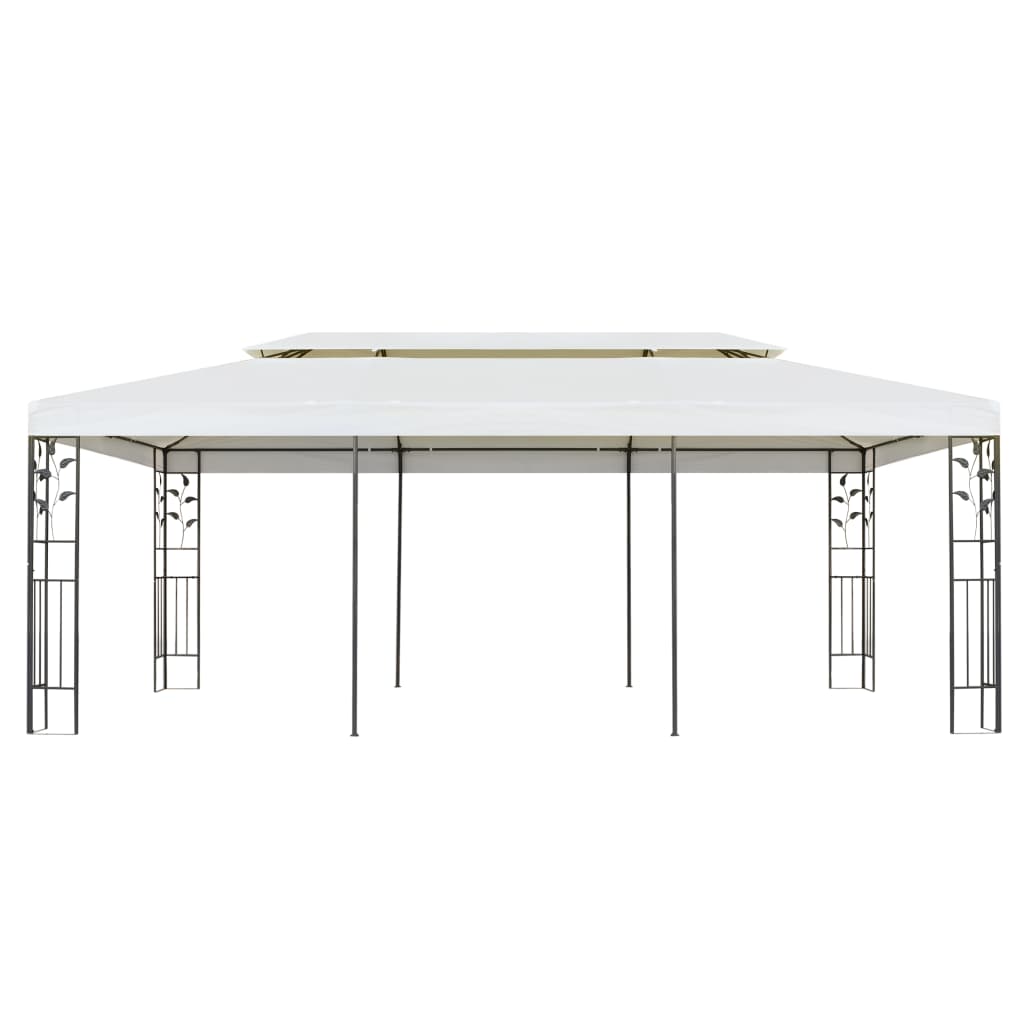 vidaXL Gazebo with Double Roof White 6x3 m Steel - Cream