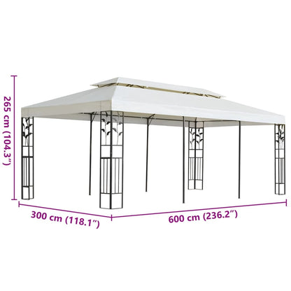 vidaXL Gazebo with Double Roof White 6x3 m Steel - Cream