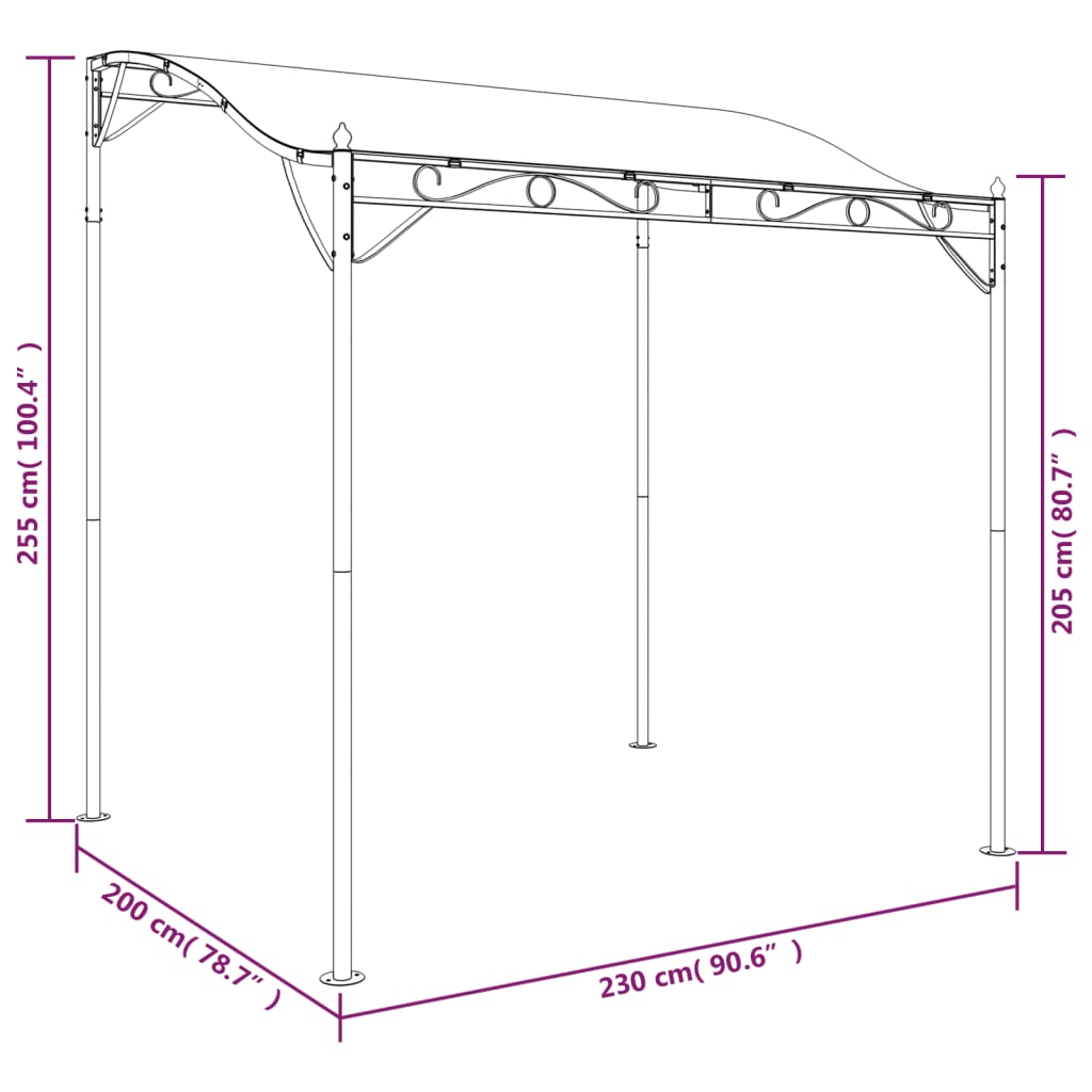 vidaXL Canopy Taupe 2x2.3 m 180 g/m² Fabric and Steel