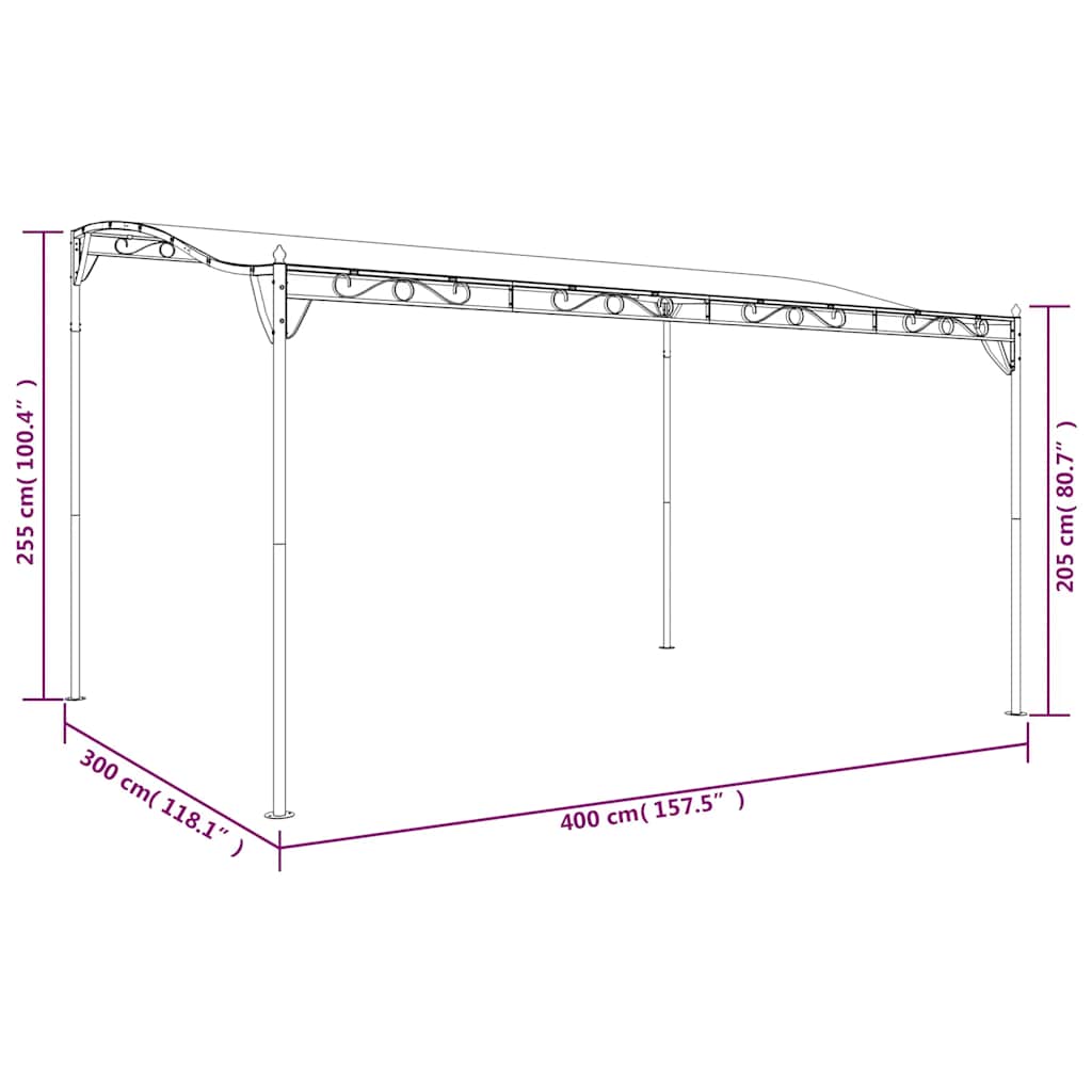 vidaXL Canopy Anthracite 4x3 m 180 g/m² Fabric and Steel