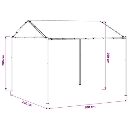 vidaXL Gazebo 4 x 4 x 2.6 m White Steel and Polyester 180 gsm