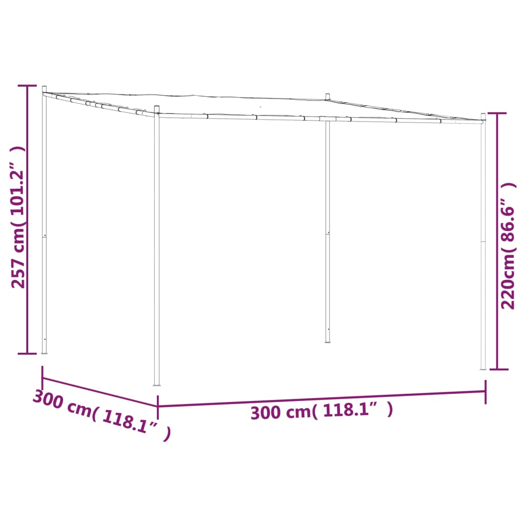 vidaXL Gazebo Beige 3x3 m 180 g/m² Fabric and Steel