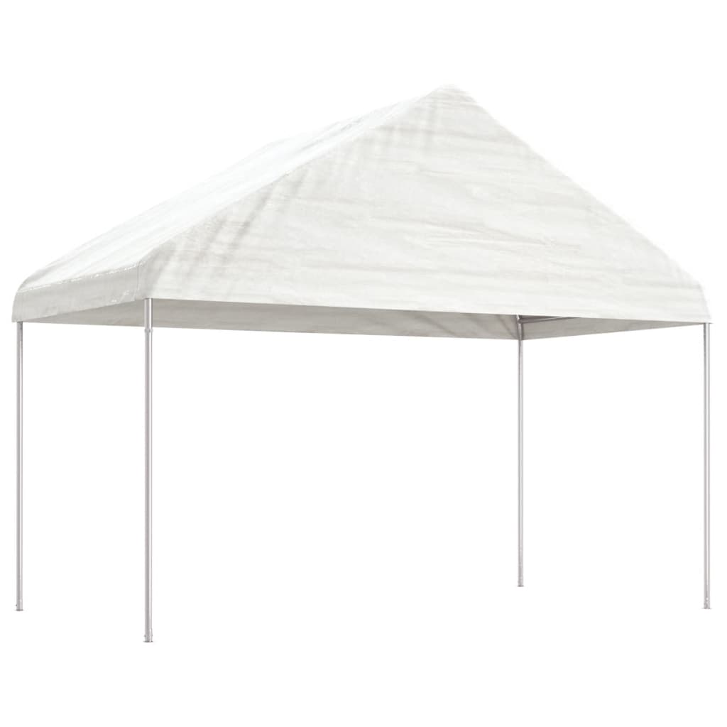 vidaXL Gazebo With Roof | White | PE (Polyethylene), Steel | Large | Durable - 4.08 x 2.23 x 3.22 m