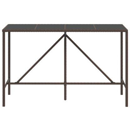 vidaXL Bar Table with Glass Top Brown 180x70x110 cm Poly Rattan