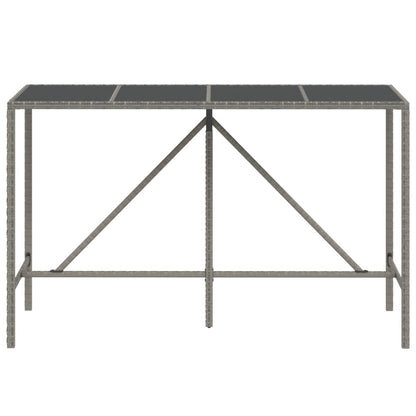 vidaXL Bar Table with Glass Top Grey 180x70x110 cm Poly Rattan