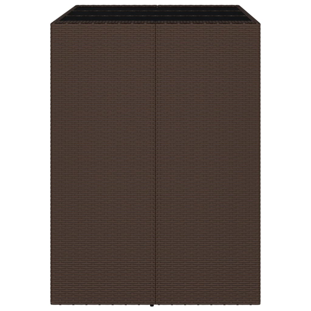 vidaXL Bar Table with Glass Top Brown 105x80x110 cm Poly Rattan