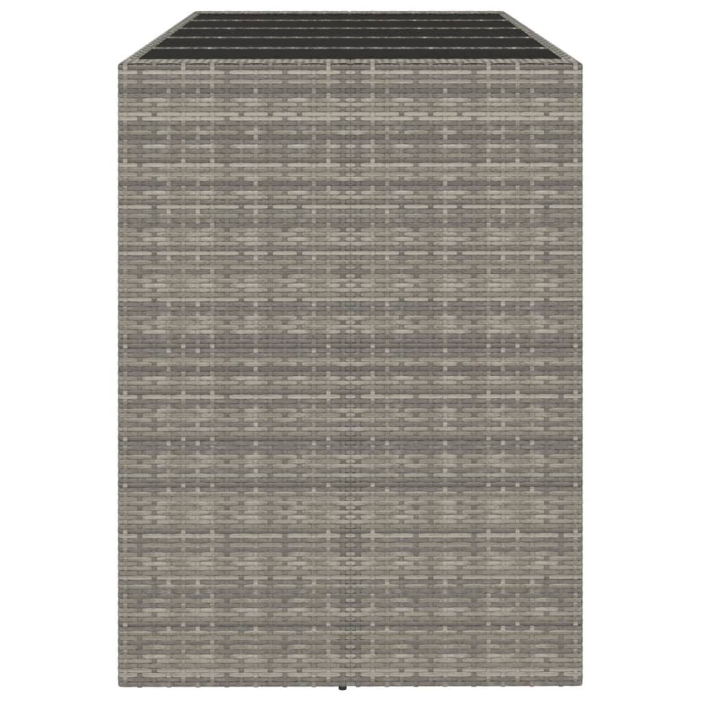 vidaXL Bar Table with Glass Top Grey 185x80x110 cm Poly Rattan
