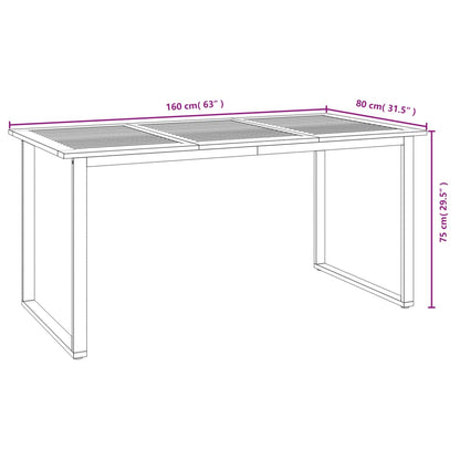 vidaXL Garden Table with U-shaped Legs 160x80x75 cm Solid Wood Acacia - Brown