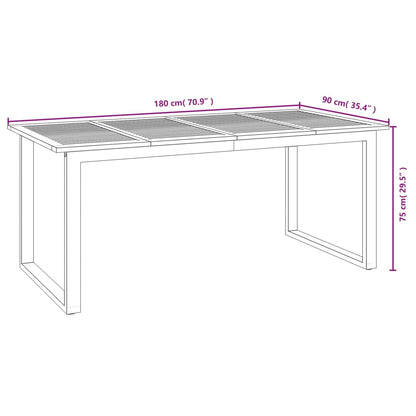 vidaXL Garden Table with U-shaped Legs 180x90x75 cm Solid Wood Acacia - Brown