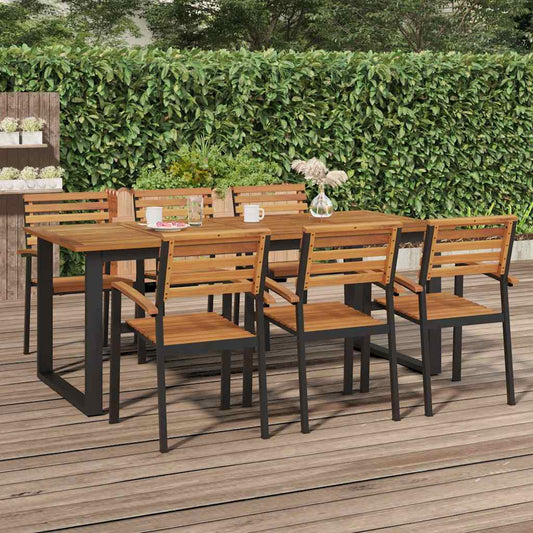 vidaXL Garden Table with U-shaped Legs 200x90x75 cm Solid Wood Acacia - Brown