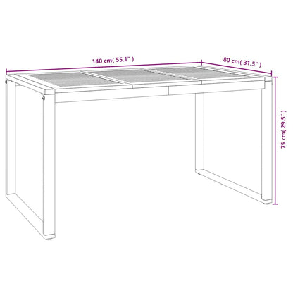 vidaXL Garden Table with U-shaped Legs 140x80x75 cm Solid Wood Acacia - Brown