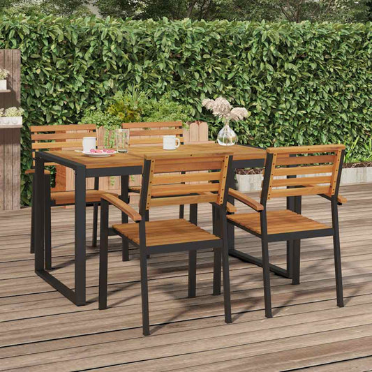 vidaXL Garden Table with U-shaped Legs 140x80x75 cm Solid Wood Acacia - Brown