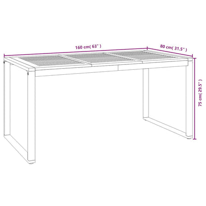 vidaXL Garden Table with U-shaped Legs 160x80x75 cm Solid Wood Acacia - Brown - 24496