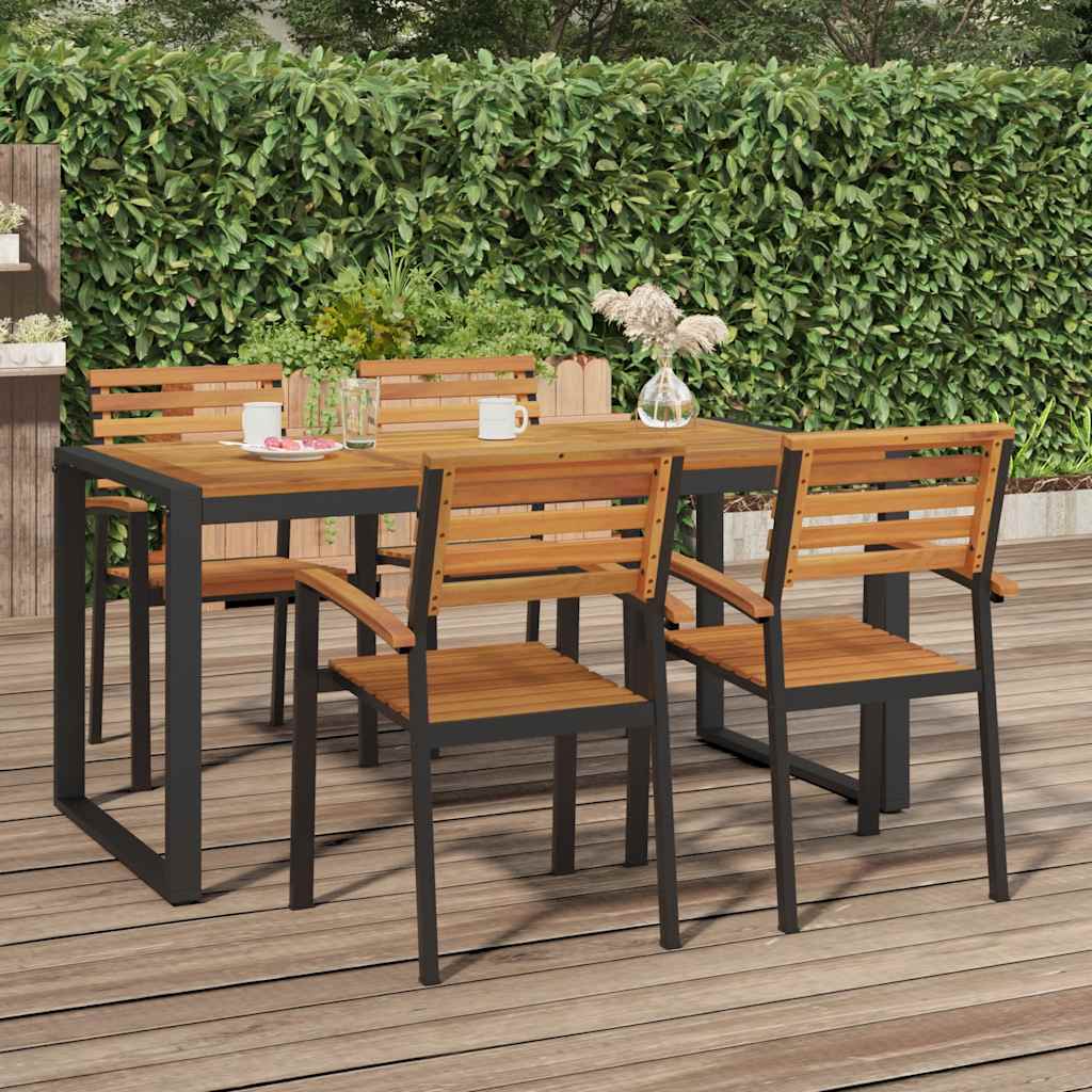 vidaXL Garden Table with U-shaped Legs 160x80x75 cm Solid Wood Acacia - Brown - 24496