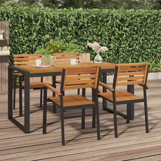 vidaXL Garden Table with U-shaped Legs 160x80x75 cm Solid Wood Acacia - Brown - 24496