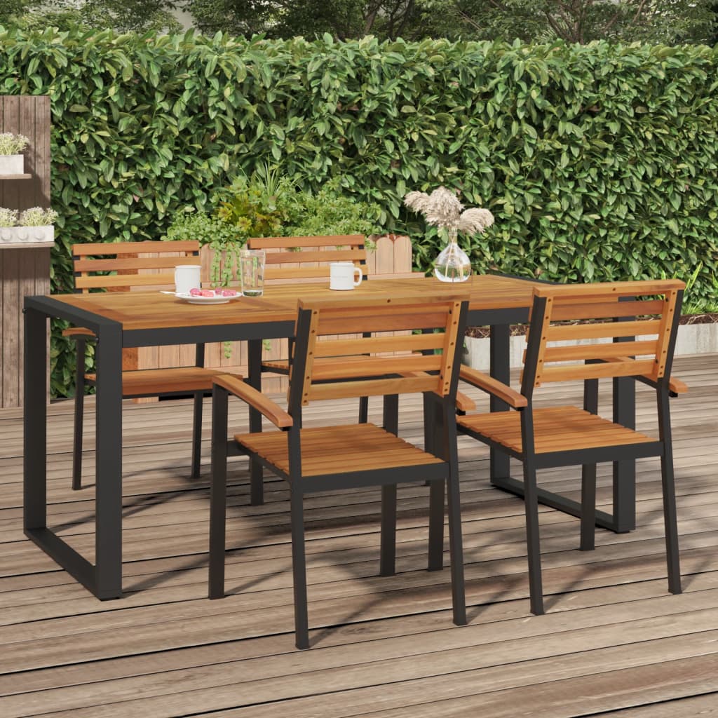 vidaXL Garden Table with U-shaped Legs 180x90x75 cm Solid Wood Acacia - Brown - 24505