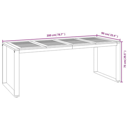vidaXL Garden Table with U-shaped Legs 200x90x75 cm Solid Wood Acacia - Brown - 24514