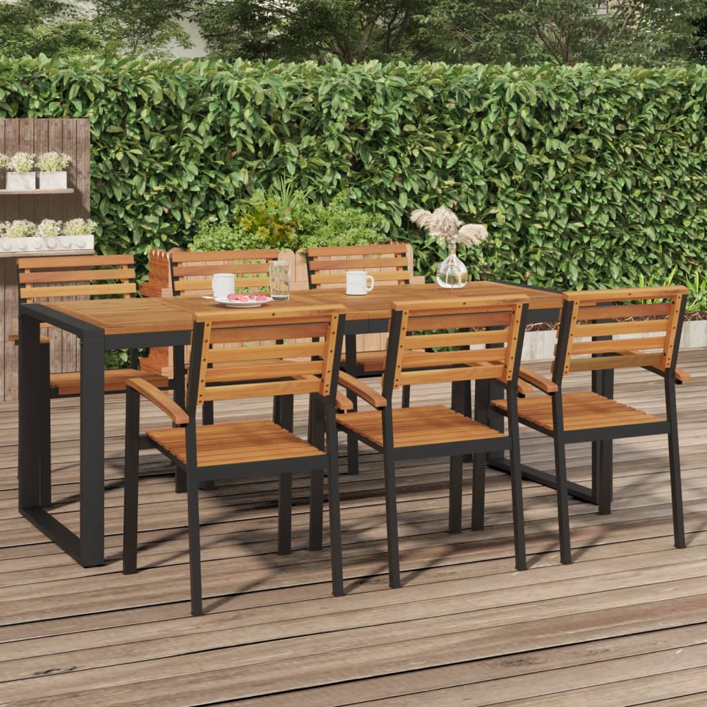 vidaXL Garden Table with U-shaped Legs 200x90x75 cm Solid Wood Acacia - Brown - 24514