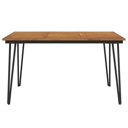vidaXL Garden Table with Hairpin Legs 140x80x75 cm Solid Wood Acacia - Brown