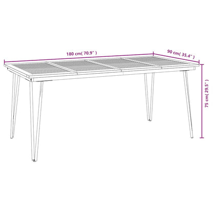 vidaXL Garden Table with Hairpin Legs 180x90x75 cm Solid Wood Acacia - Brown