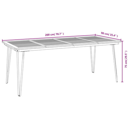 vidaXL Garden Table with Hairpin Legs 200x90x75 cm Solid Wood Acacia - Brown