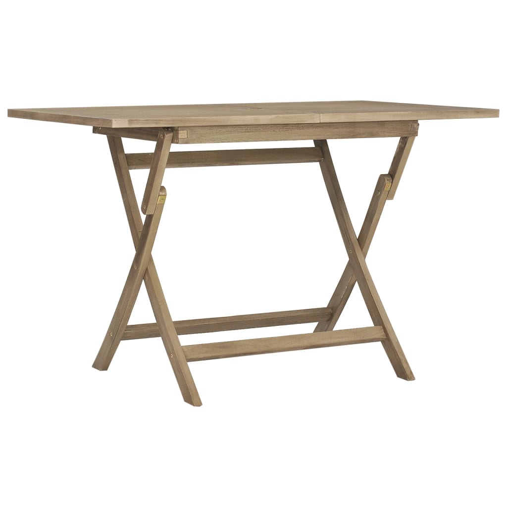 vidaXL Folding Garden Table Grey 120x70x75 cm Solid Wood Teak - Brown