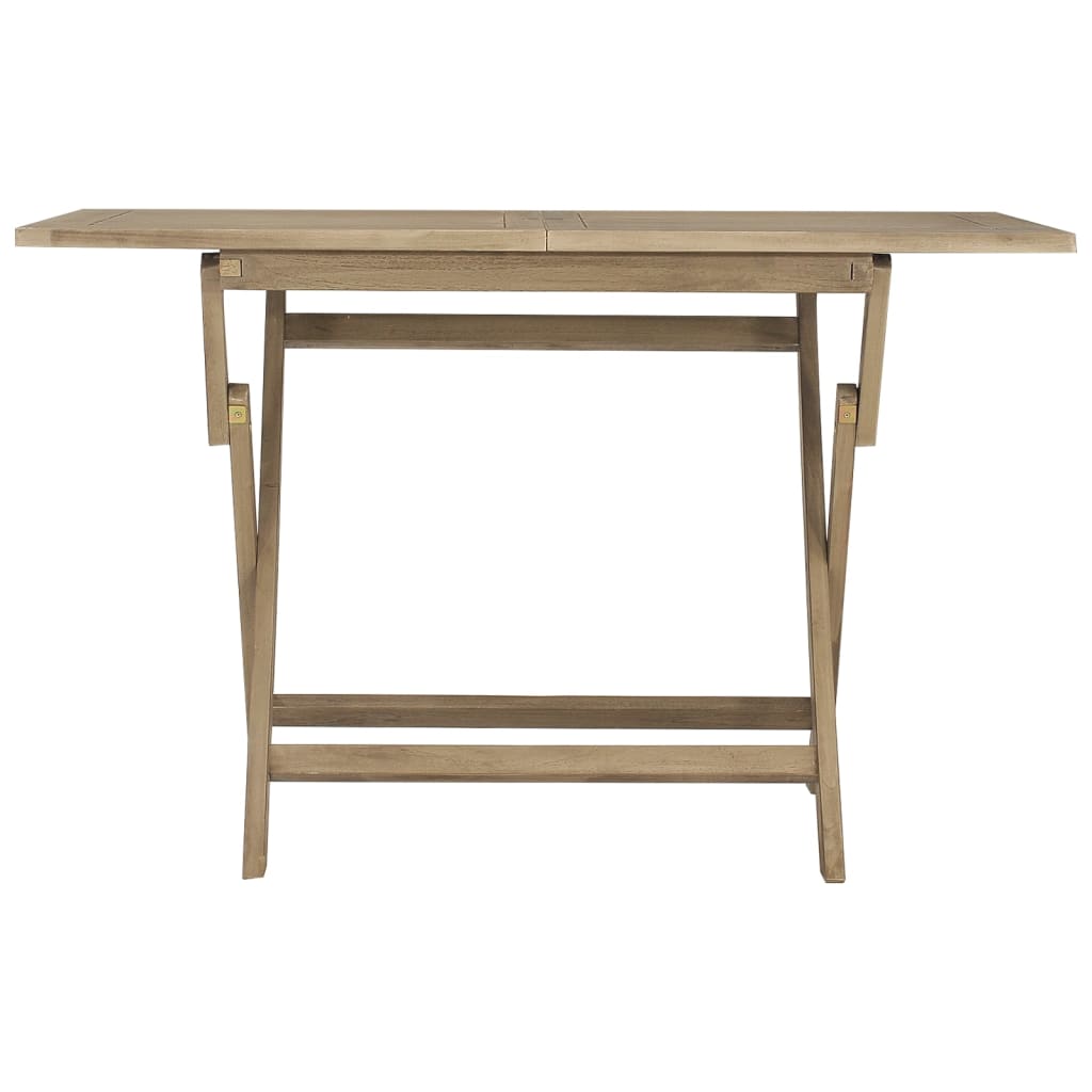 vidaXL Folding Garden Table Grey 120x70x75 cm Solid Wood Teak - Brown