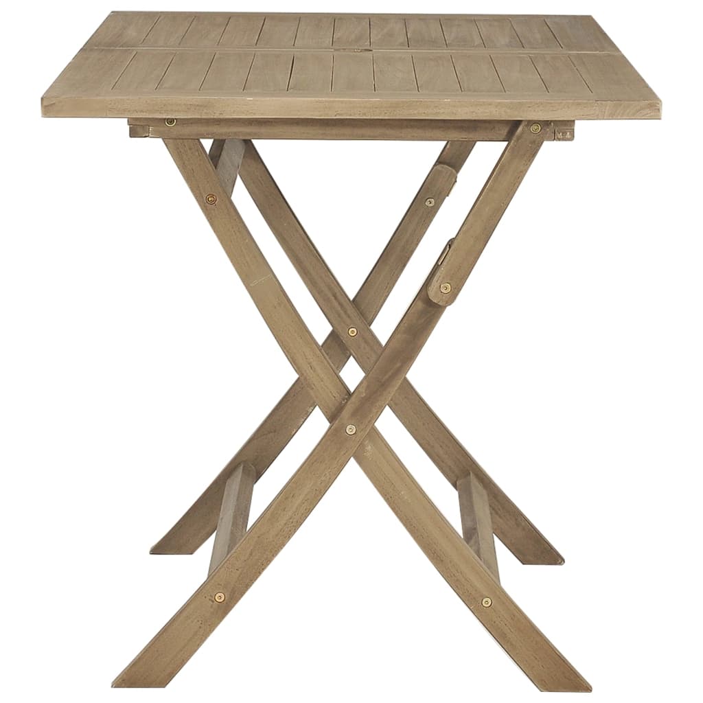 vidaXL Folding Garden Table Grey 120x70x75 cm Solid Wood Teak - Brown