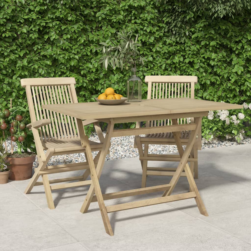 vidaXL Folding Garden Table Grey 120x70x75 cm Solid Wood Teak - Brown