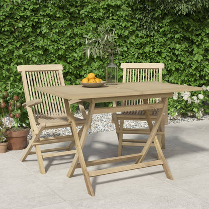 vidaXL Folding Garden Table Grey 120x70x75 cm Solid Wood Teak - Brown