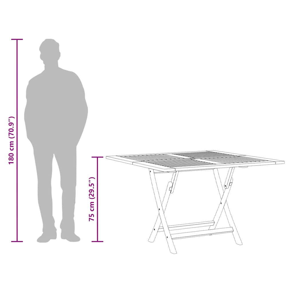 vidaXL Folding Garden Table 110x110x75 cm Solid Wood Teak - Brown