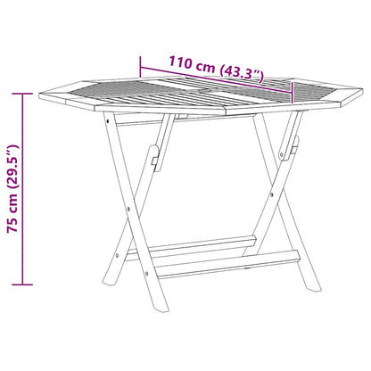 vidaXL Folding Garden Table 110x110x75 cm Solid Wood Teak - Brown - 25140