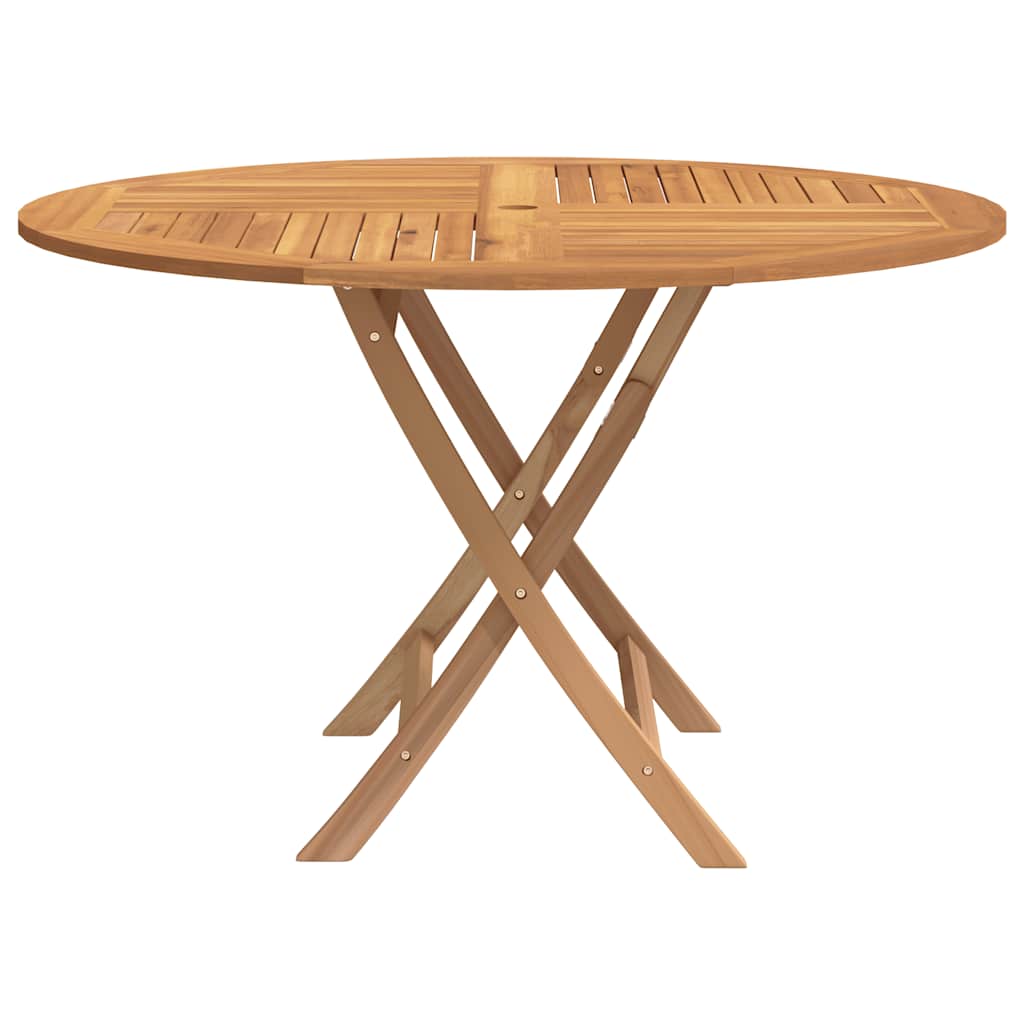 vidaXL Folding Garden Table Ø 110x75 cm Solid Wood Teak - Brown