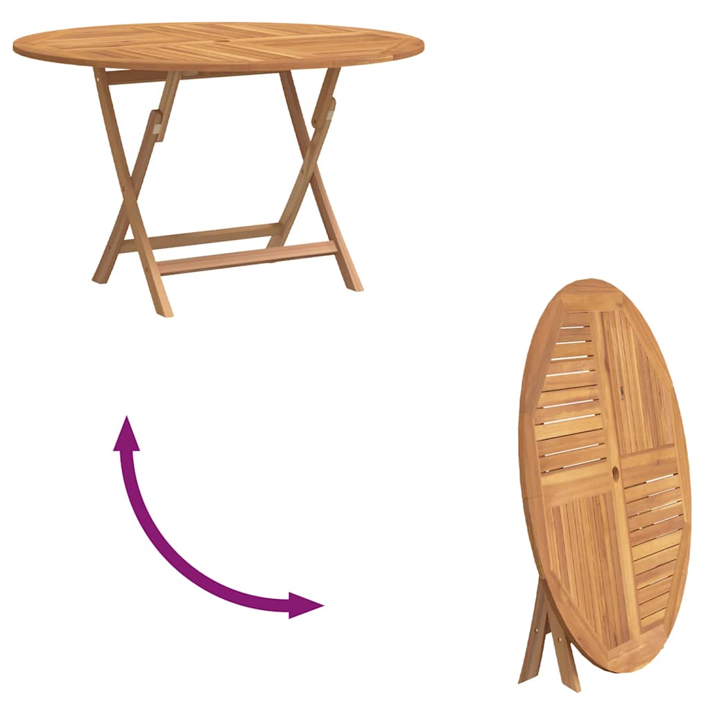 vidaXL Folding Garden Table Ø 110x75 cm Solid Wood Teak - Brown