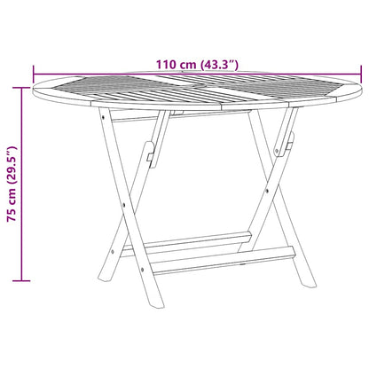 vidaXL Folding Garden Table Ø 110x75 cm Solid Wood Teak - Brown