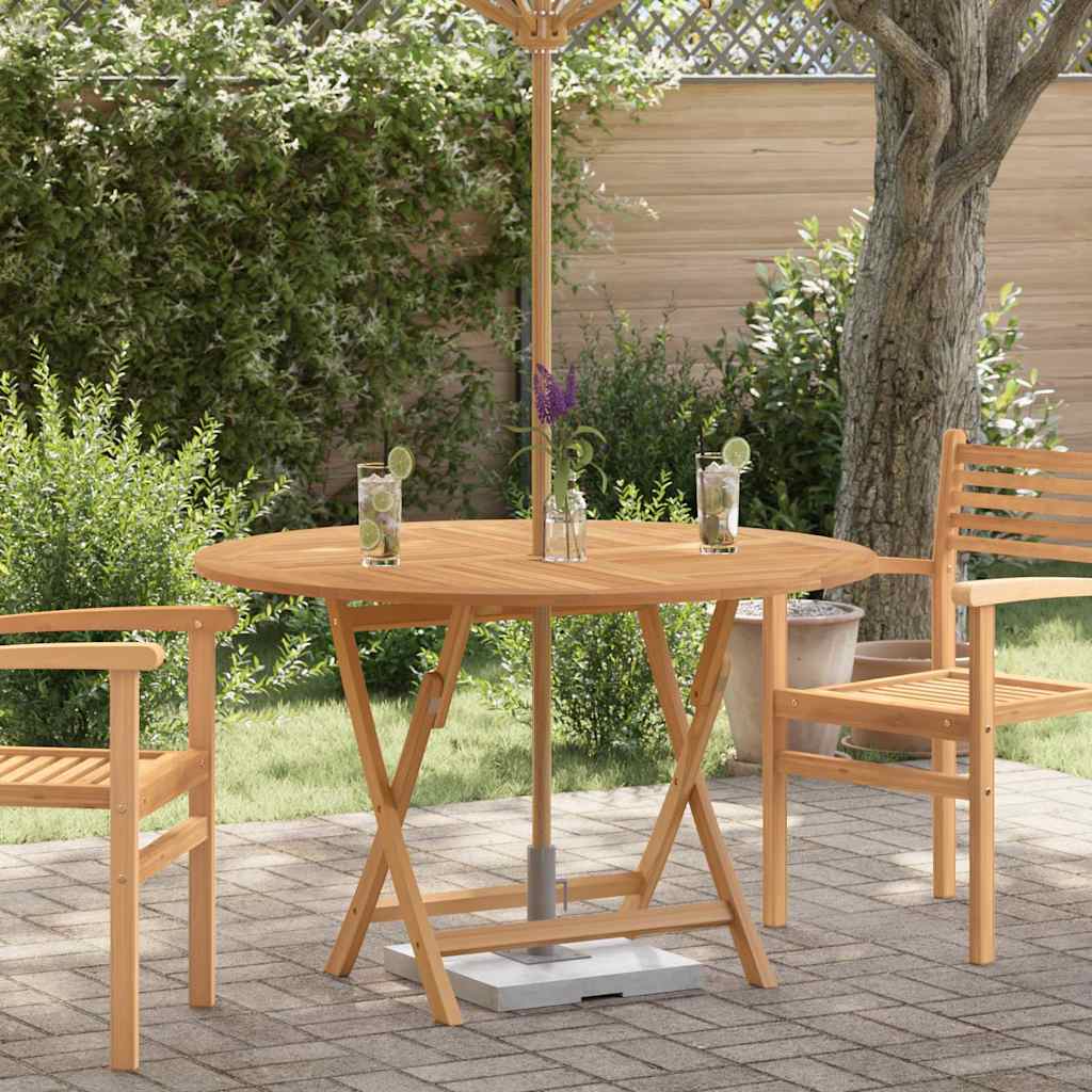 vidaXL Folding Garden Table Ø 110x75 cm Solid Wood Teak - Brown