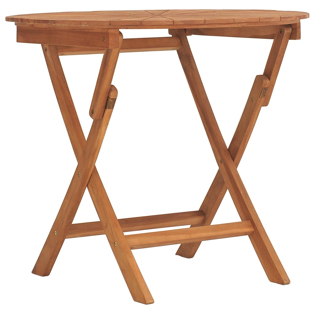 vidaXL Folding Garden Table Ø 85x75 cm Solid Wood Teak - Brown